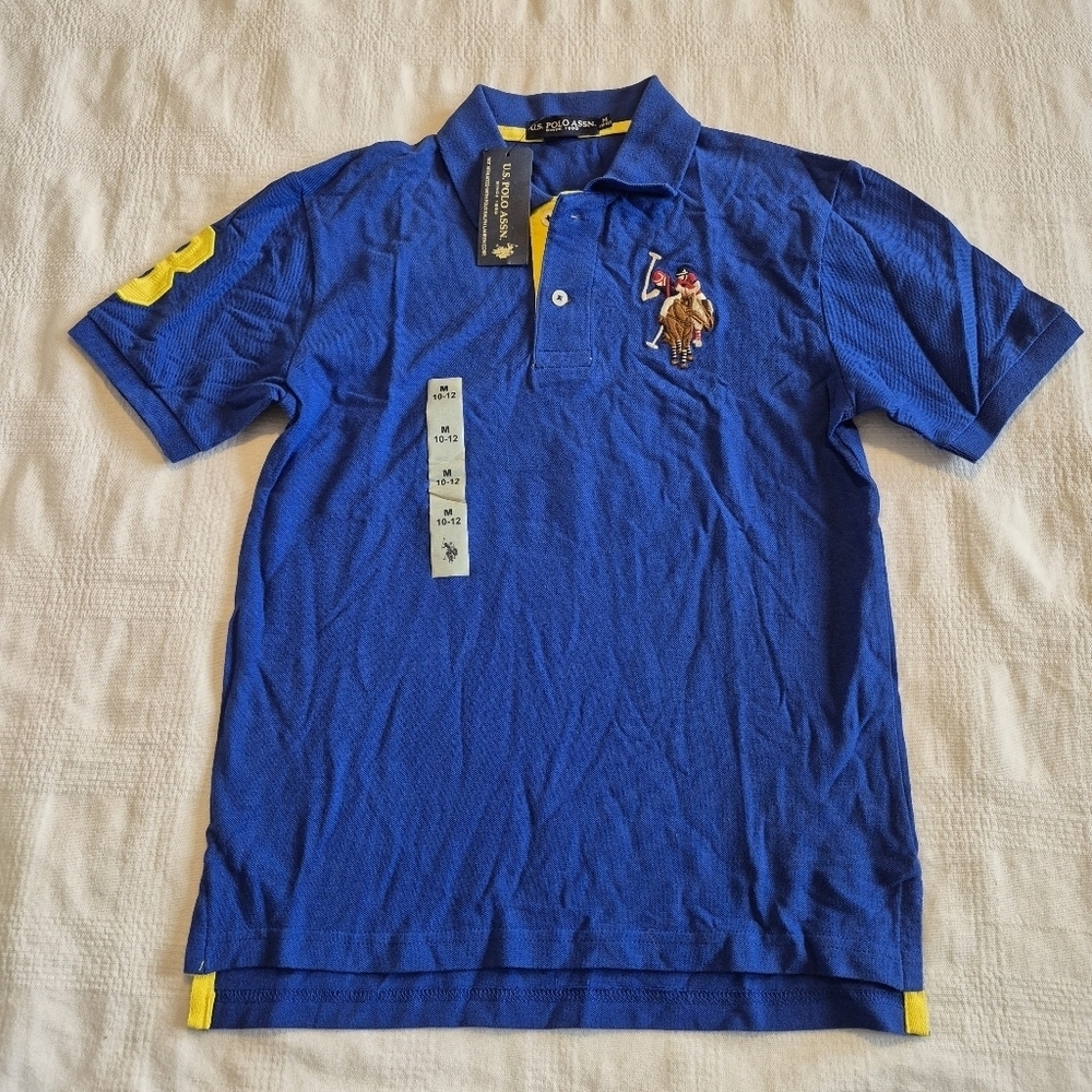 U.S. Polo Assn. boys royal blue polo shirt embroidered polo horses logo NWT